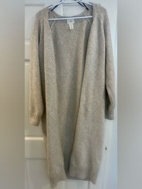 H&M Neutral Beige Long Open Cardigan